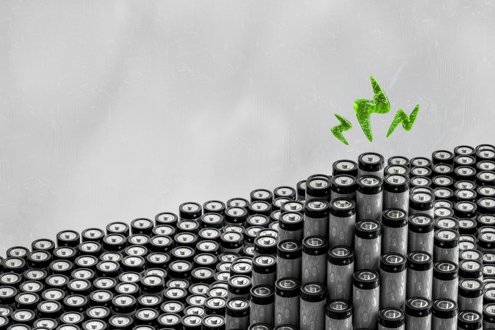 Cellules de batterie lithium alignées en rangs